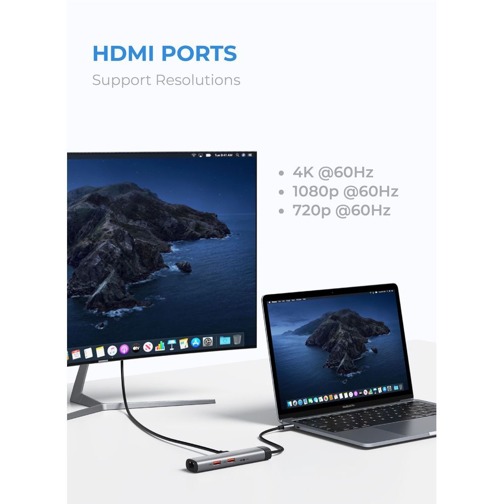 Blupebble C6 6 IN 1 Aluminum Multiport Multimedia Hub