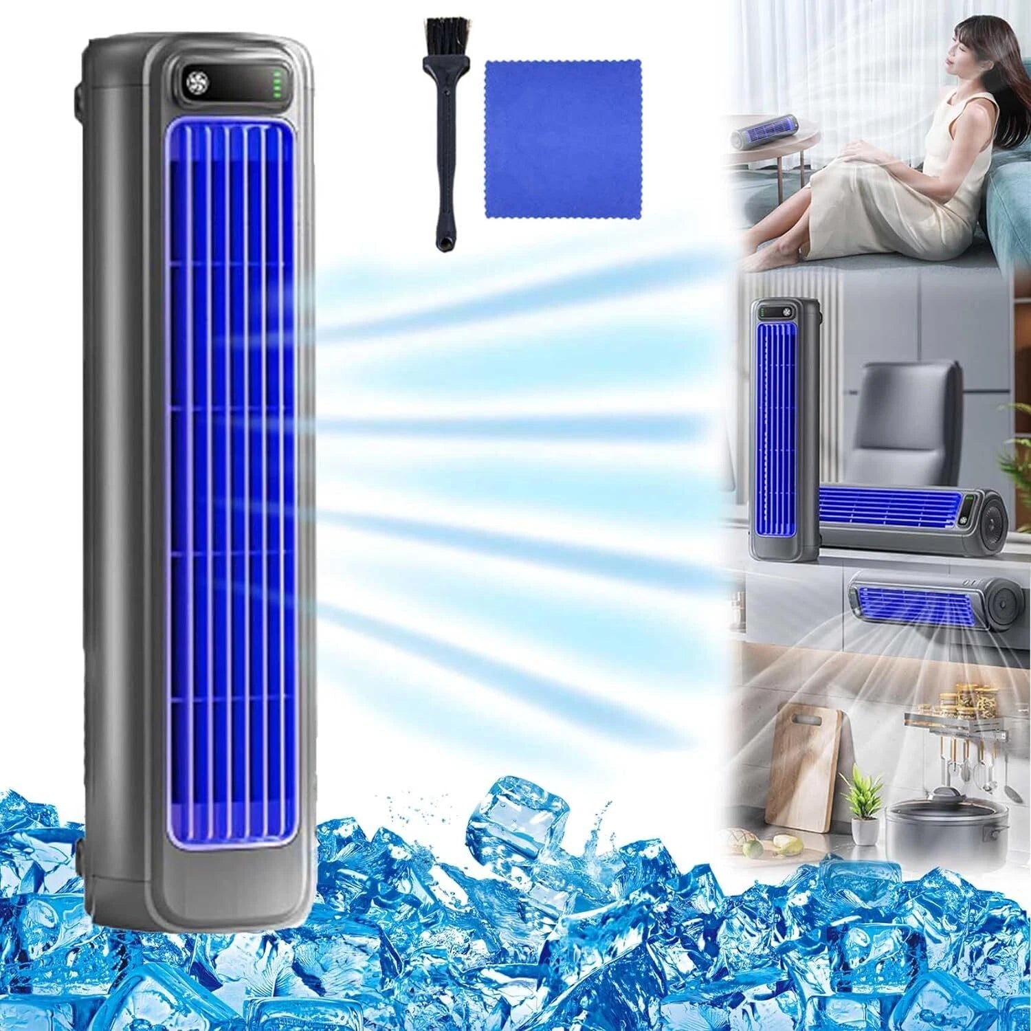 Desktop Portable Cooling Tower Fan Air Conditioner Black