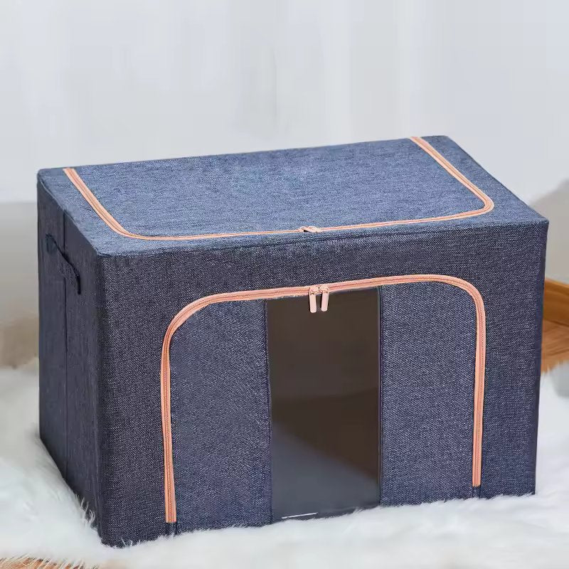 100L Large Capacity Wardrobe Clothes Organizer Storage Box Dark Blue