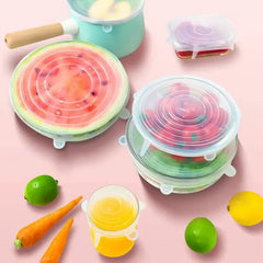 6 Pcs/Set Stretchable Reusable Silicone Lid Food Storage Covers 6 Pcs/Set Stretchable Reusable Silicone Lid Food Storage Covers