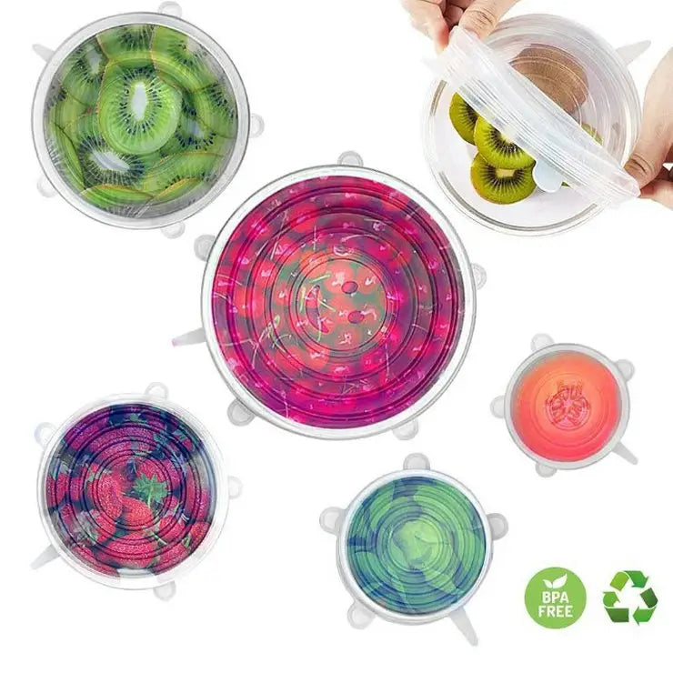 6 Pcs/Set Stretchable Reusable Silicone Lid Food Storage Covers