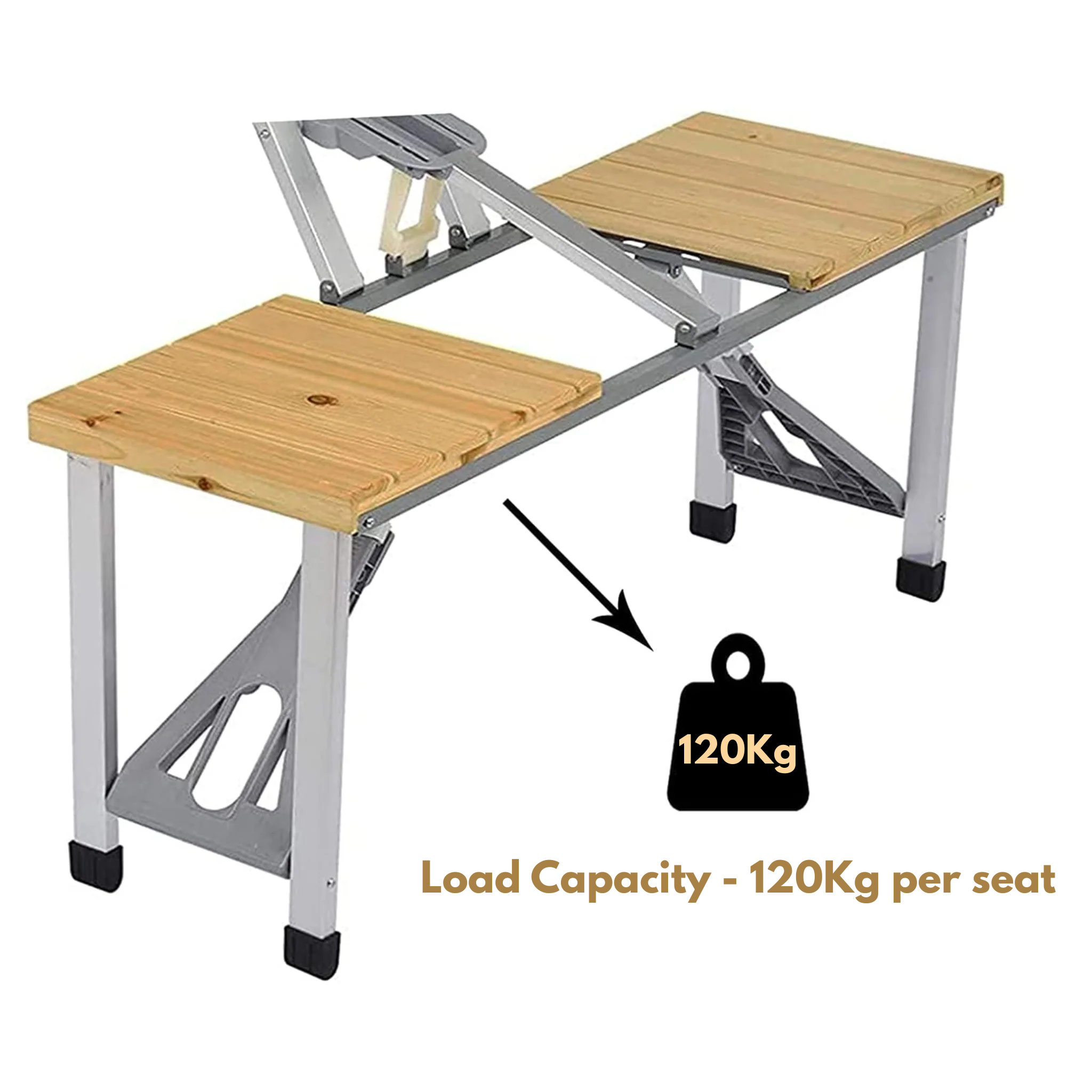 All-in-one Portable Folding Outdoor Camping Picnic Table with 4 Seats & Umbrella Hole