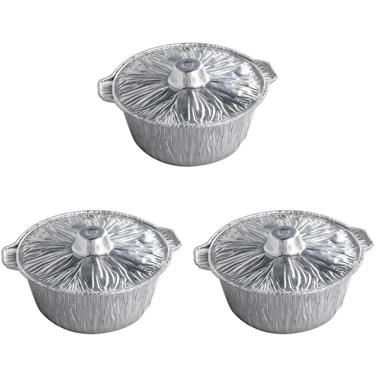 Disposable Aluminium Foil Pot with Lid, Food Packaging Containers
