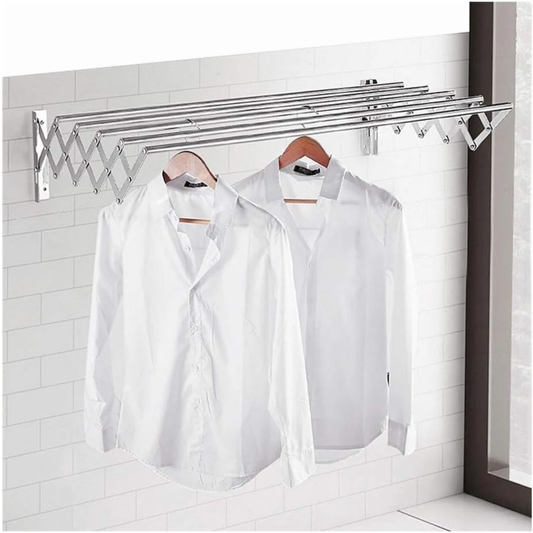 5 Bar Wall Mounted Folding Clothes Drying Rack, Collapsible Extendable Laundry Hanger