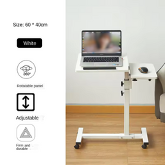 Adjustable Bedside Laptop Table with Wheels, Tilting Desk for Laptop with Work Space