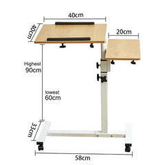 Adjustable Bedside Laptop Table with Wheels, Tilting Desk for Laptop with Work Space
