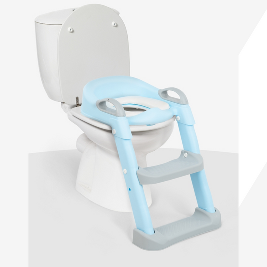Potty Training Seat with Ladder Steps for Toddlers Light Blue + Grey