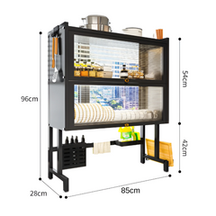 2 Tier / Double Layer Over the Sink Dish Drying Rack with Doors