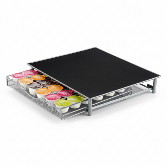 Coffee Pod Holder with Coffee Machine Storage Space, Coffee Capsule Organizer Drawer