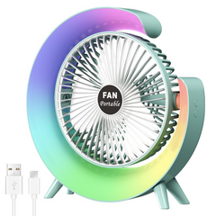 مروحة مكتب USB مع 5 أضواء LED ملونة و3 مستويات للسرعة مروحة مكتب USB مع 5 أضواء LED ملونة و3 مستويات للسرعة