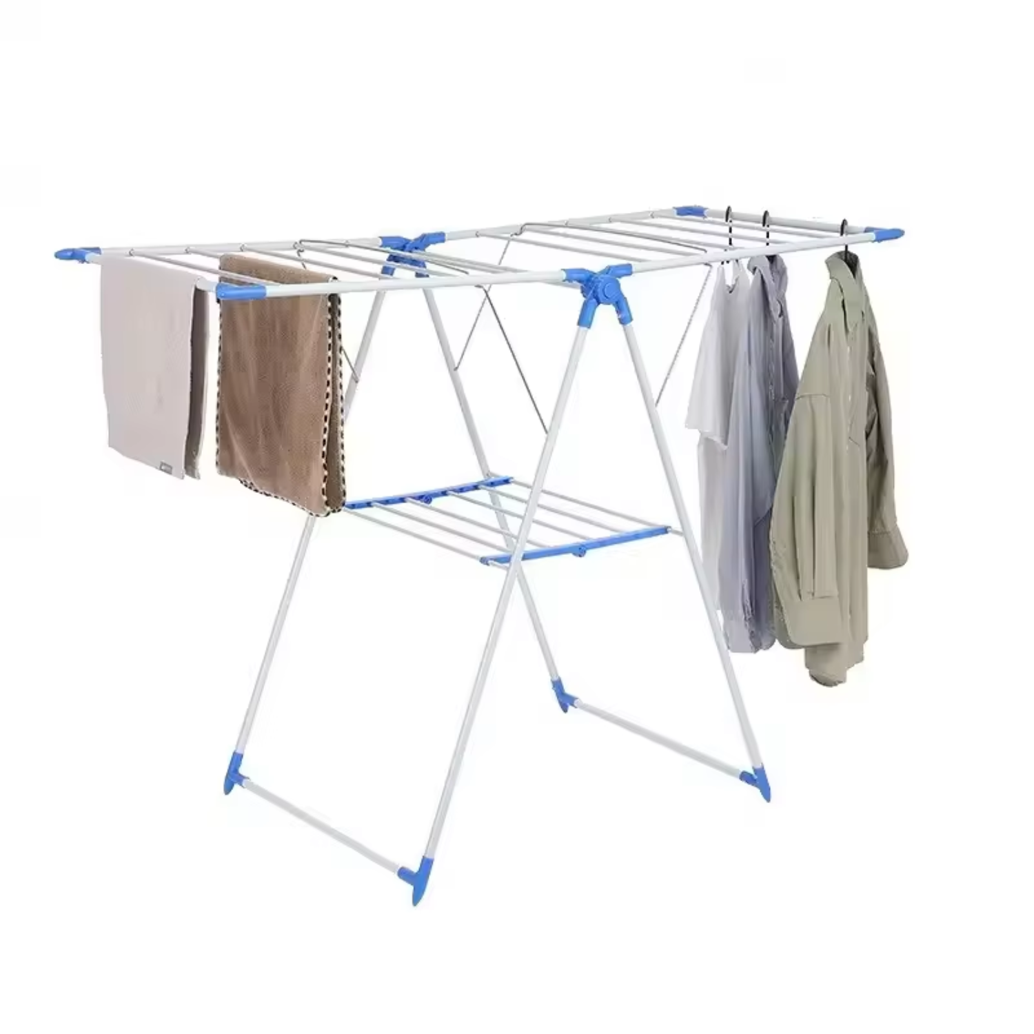 Stainless Steel Folding Clothes Drying Rack, Indoor & Outdoor Clothes Airer Blue