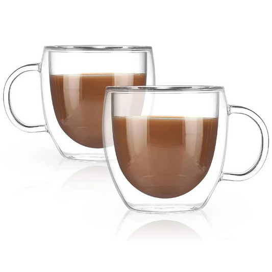 Double Wall Glass Cup (250ml, Set Of 2)