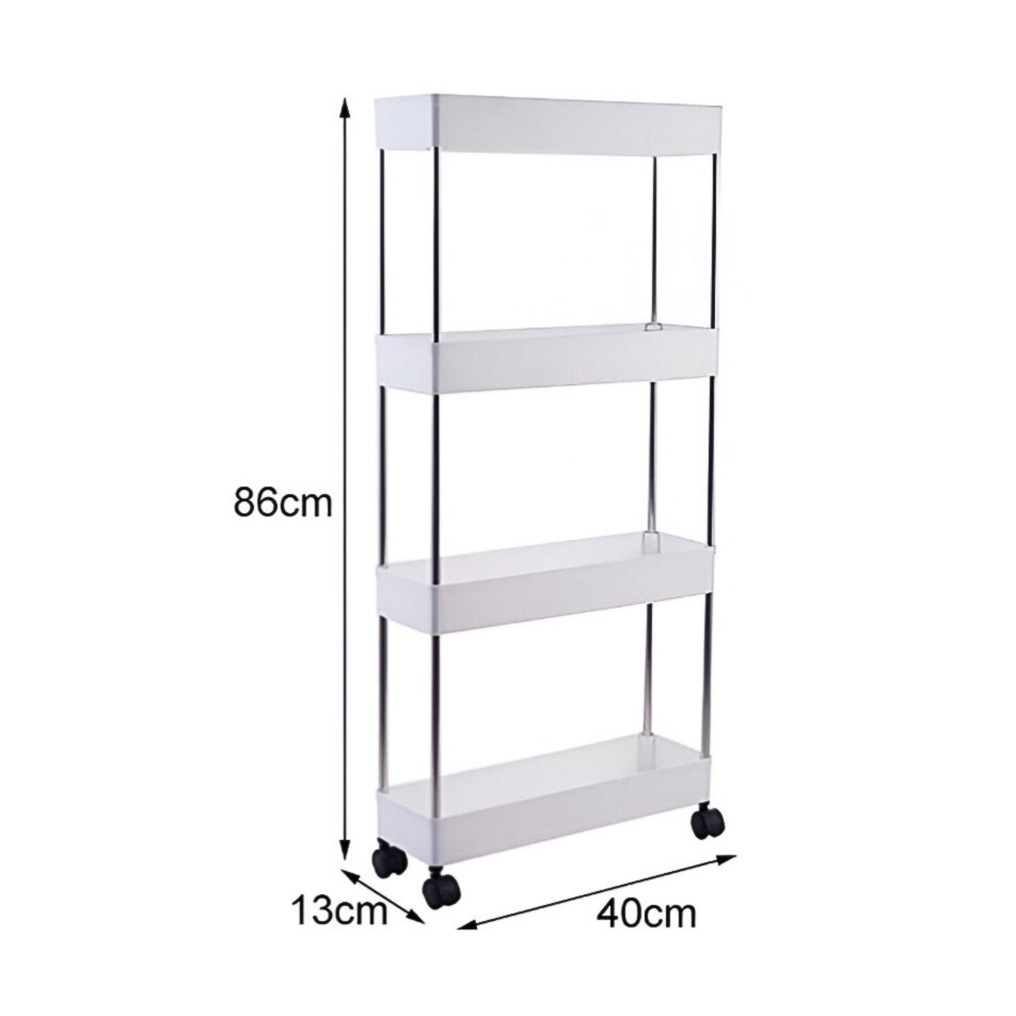 4 Tier Kitchen Shelf Trolley Rack, Multi-functional Storage Organizer Cart