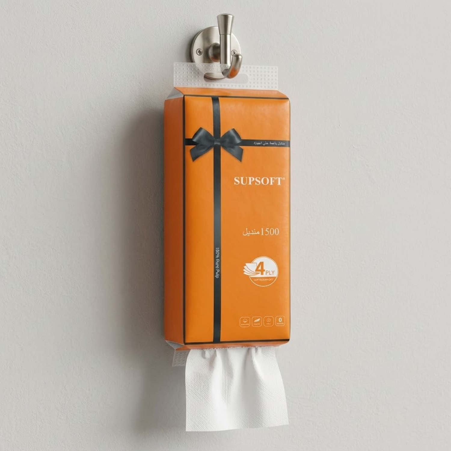 Supsoft 1200 Wipes 4x Ply Wall Hanging Tissue Bag
