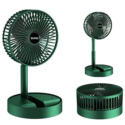 Portable Folding Desk Fan, USB Rechargeable 3 Speed 180° Rotation Fan
