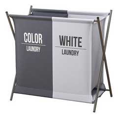 Collapsible Color Separator Compartment Laundry Basket for Home
