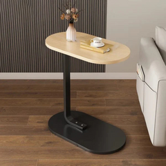 C Shaped Wooden Coffee Side Table for Living Room
