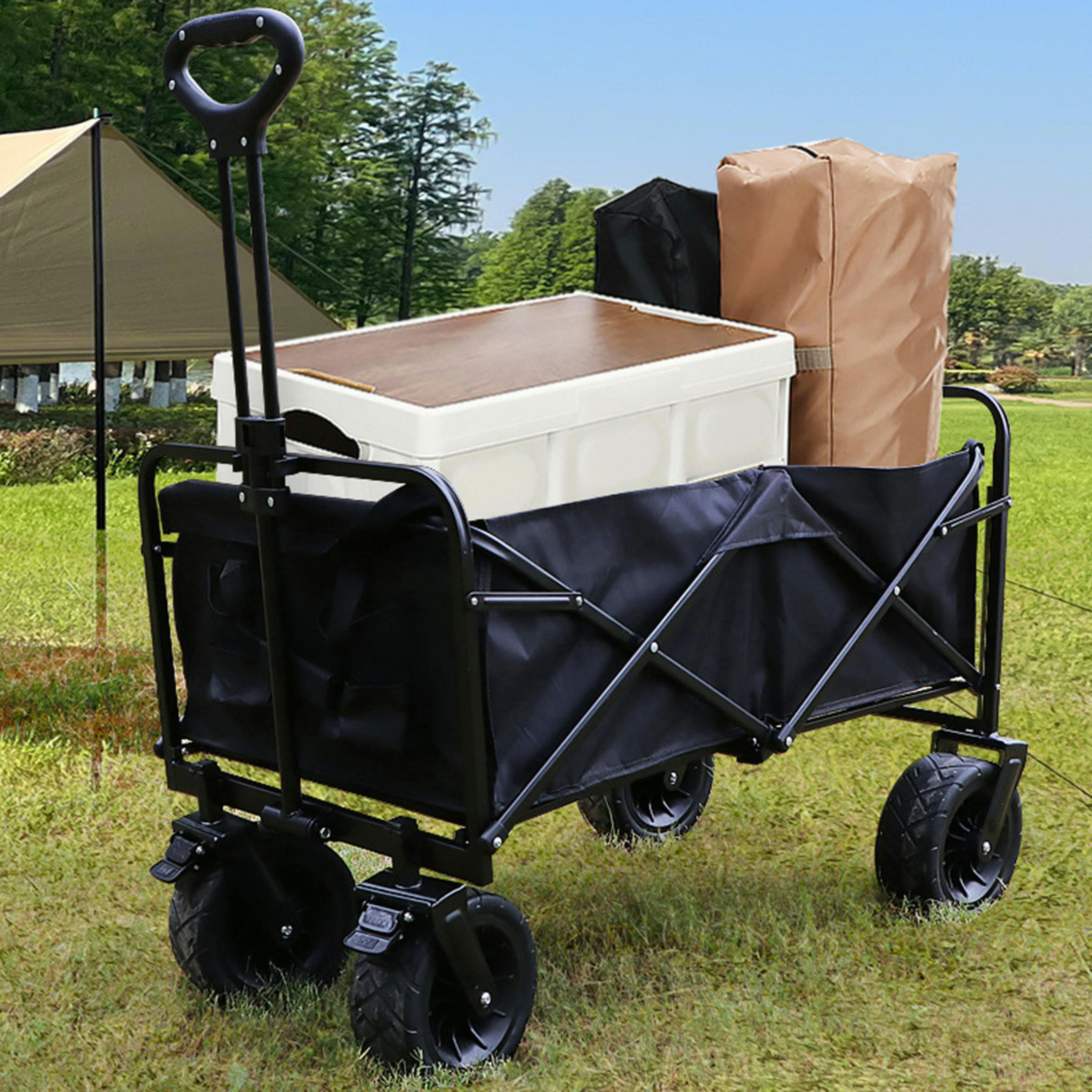 Folding Wagon Trolley Cart for Outdoor Picnic & Camping