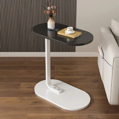 C Shaped Wooden Coffee Side Table for Living Room