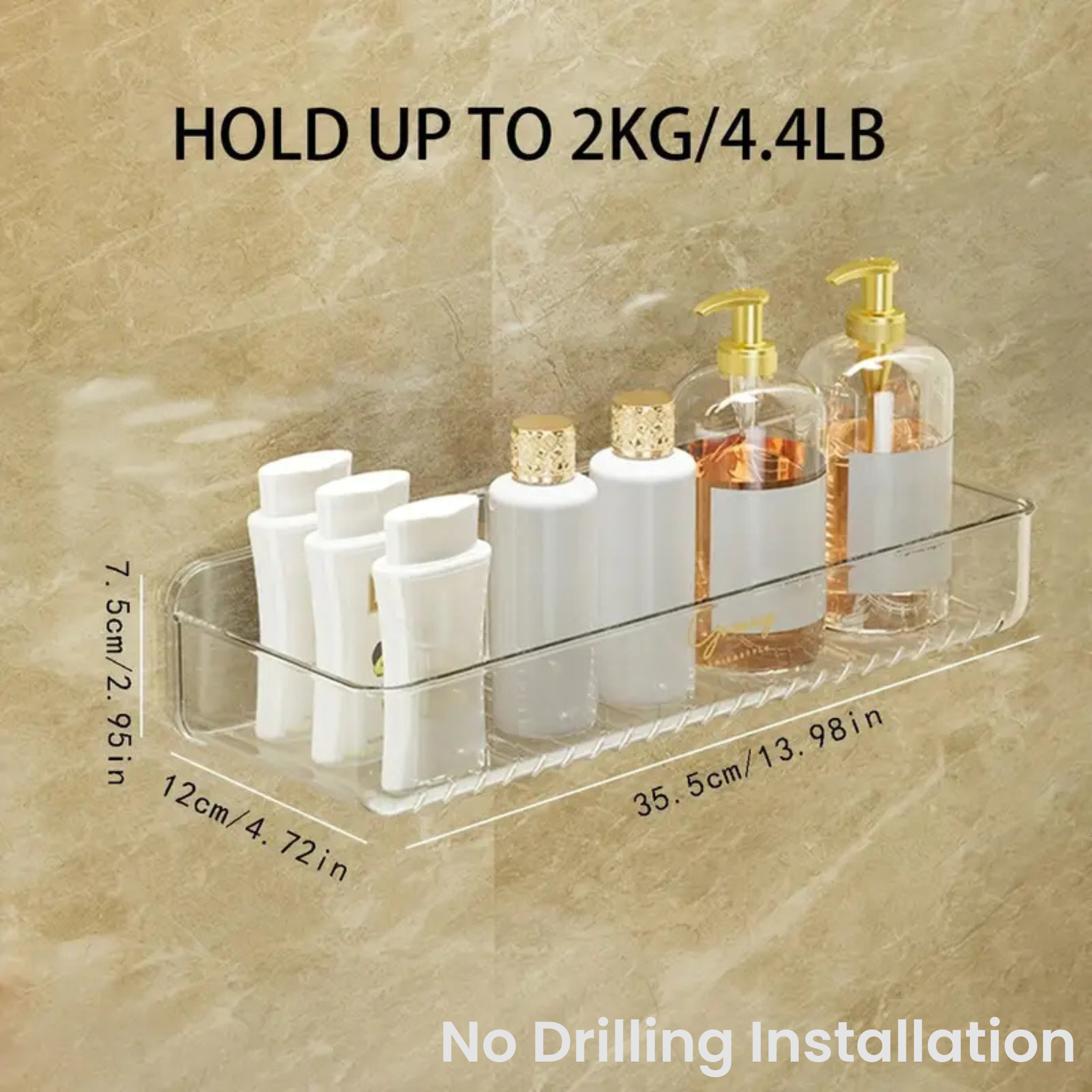 Wall Mounted Bathroom Shelf, Shampoo & Cosmetics Organizer Rack