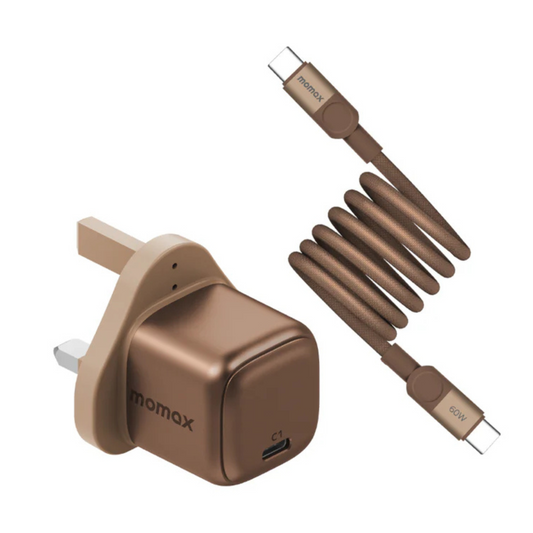Momax 1-Charge GaN 30W Charger + 60W USB-C TO USB-C Magnetic Cable 1M