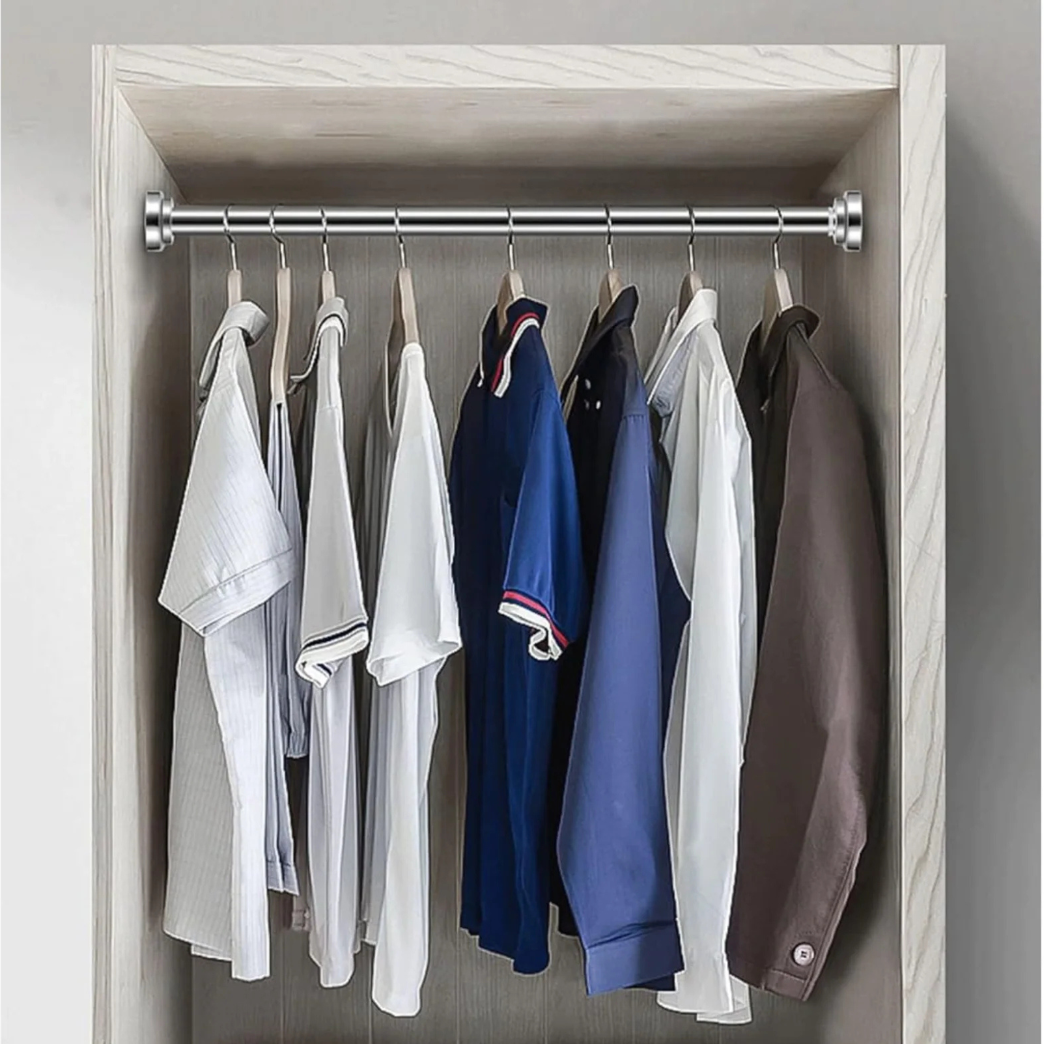 Extendable Tension Rod for Curtain - Curtain Pole, Adjustable Wardrobe Rail