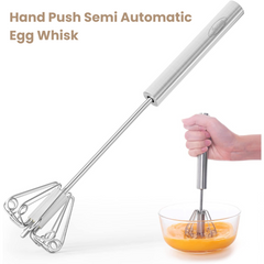 Stainless Steel Egg Beater Hand Push Semi Automatic Egg Whisk