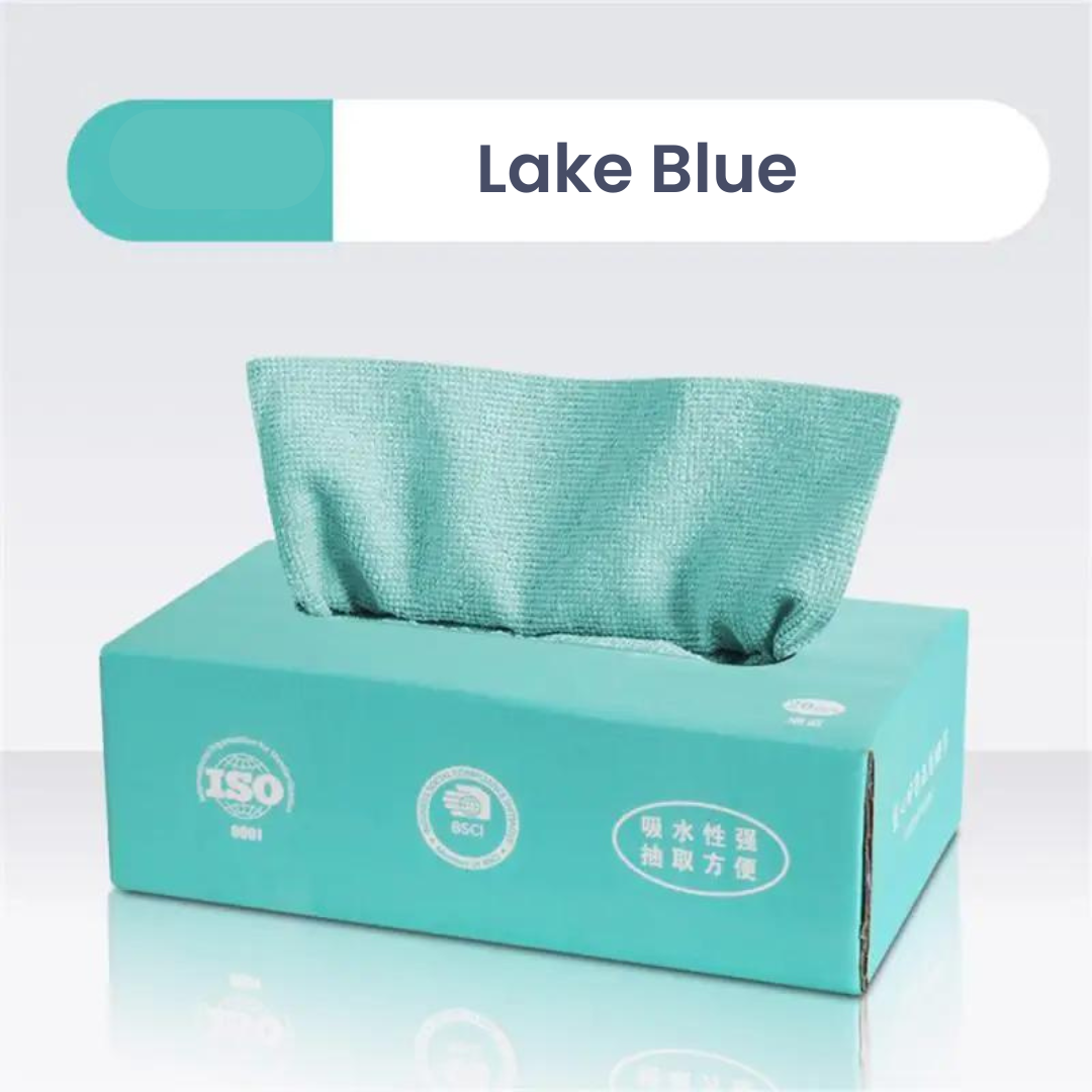 20 Pcs/Box Reusable Microfiber Cleaning Towel Lake Blue