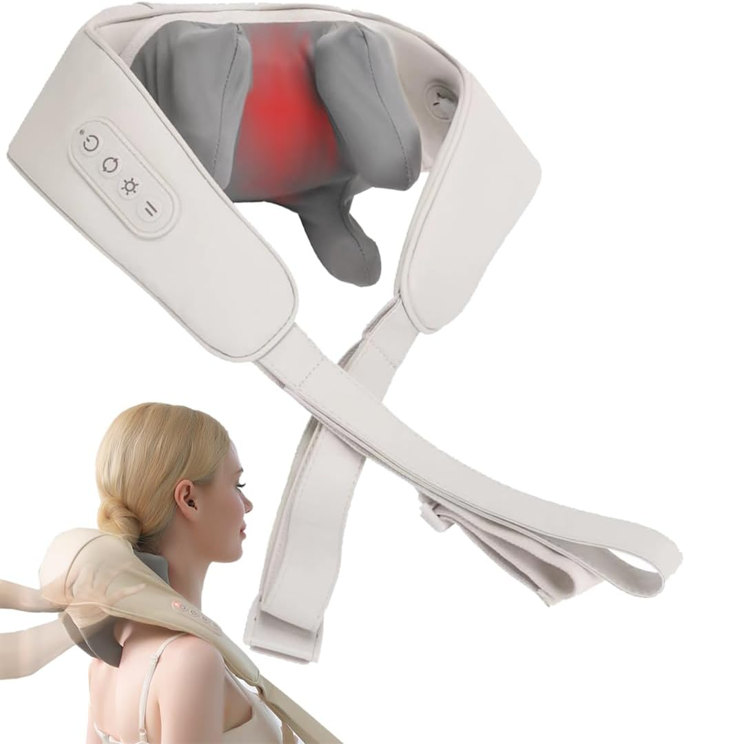 Neck, Shoulder & Back Massager - for Pain Relief and Relaxation Beige