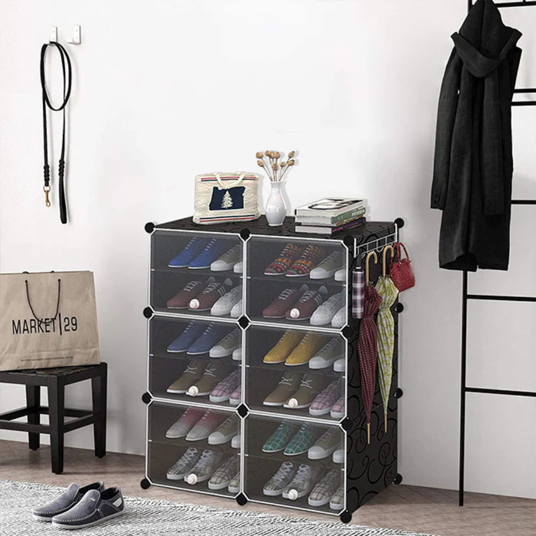 Multi Tier Shoe Rack with Cover, Shoe Cabinet with Doors