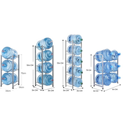 Size chart of water bottle storage racks in Qatar