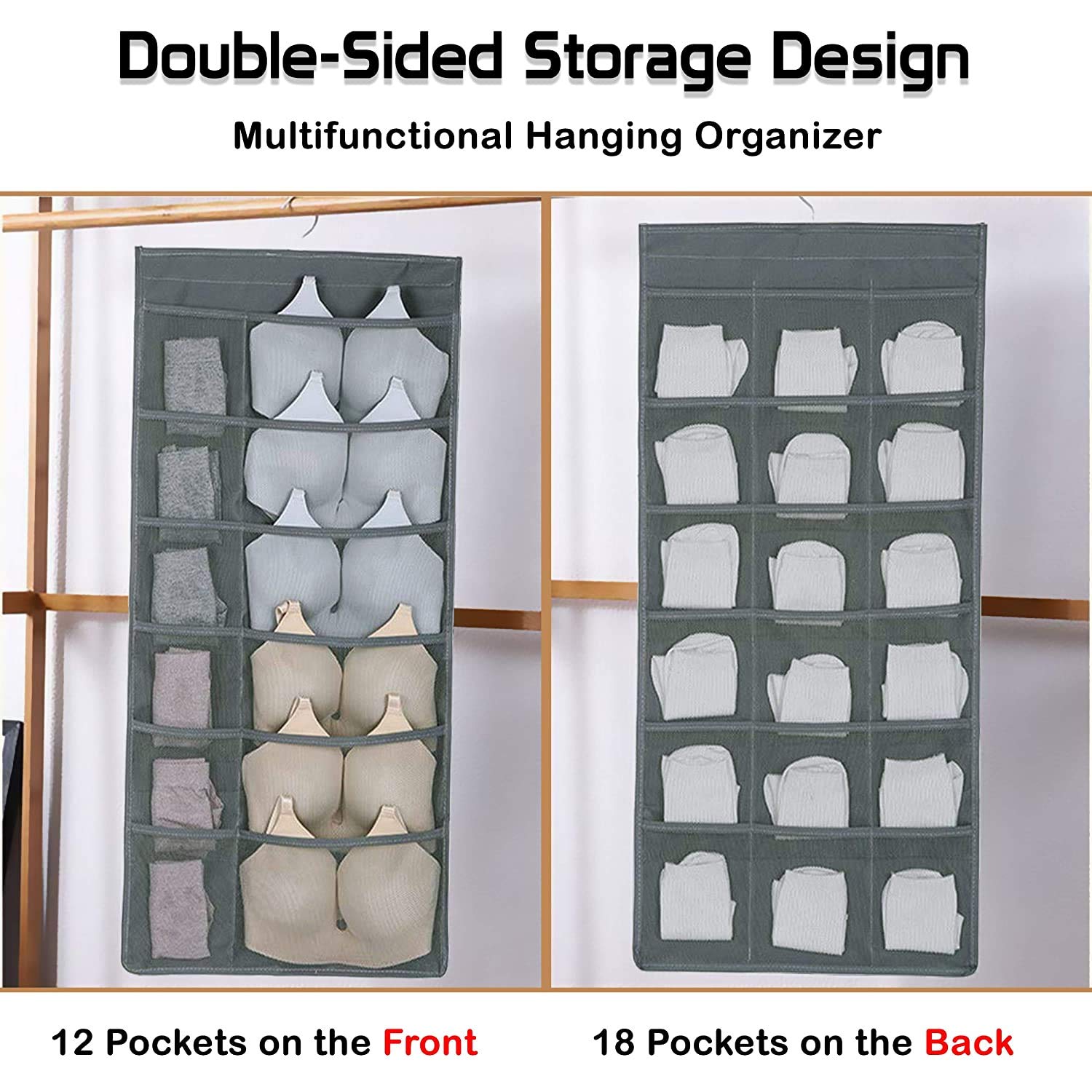 30 Pockets Women's Hanging Socks Underwear Light Garments Wardrobe Organizer