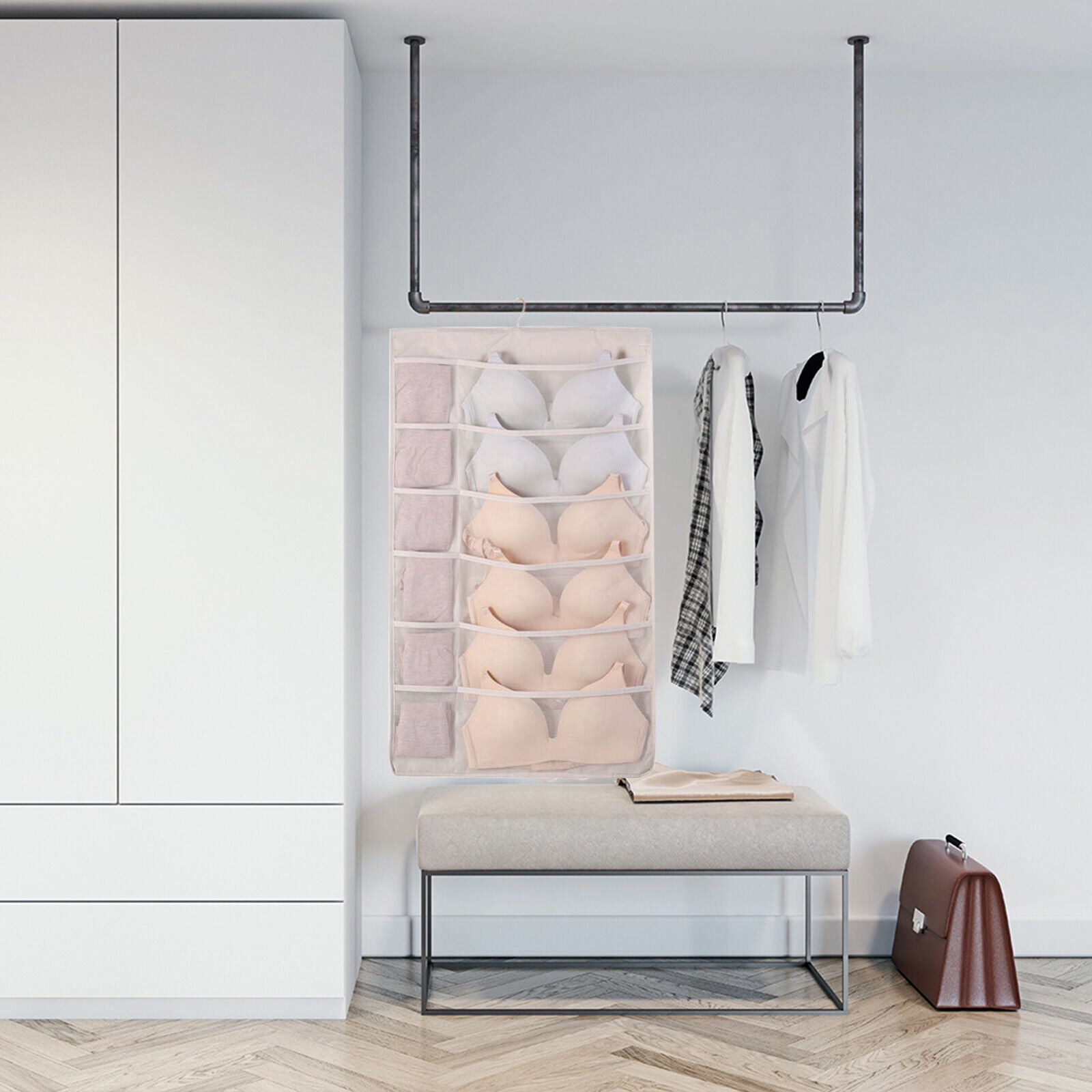 30 Pockets Women's Hanging Socks Underwear Light Garments Wardrobe Organizer