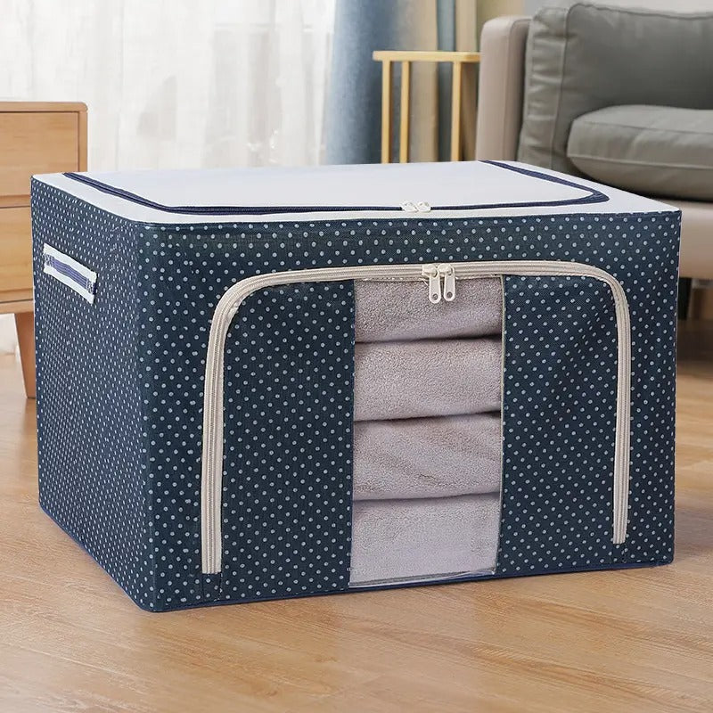 100L Large Capacity Wardrobe Clothes Organizer Storage Box Navy Blue