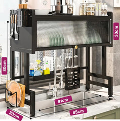 Dish Rack with Cover - Over The Sink Kitchen Dish Drying Rack