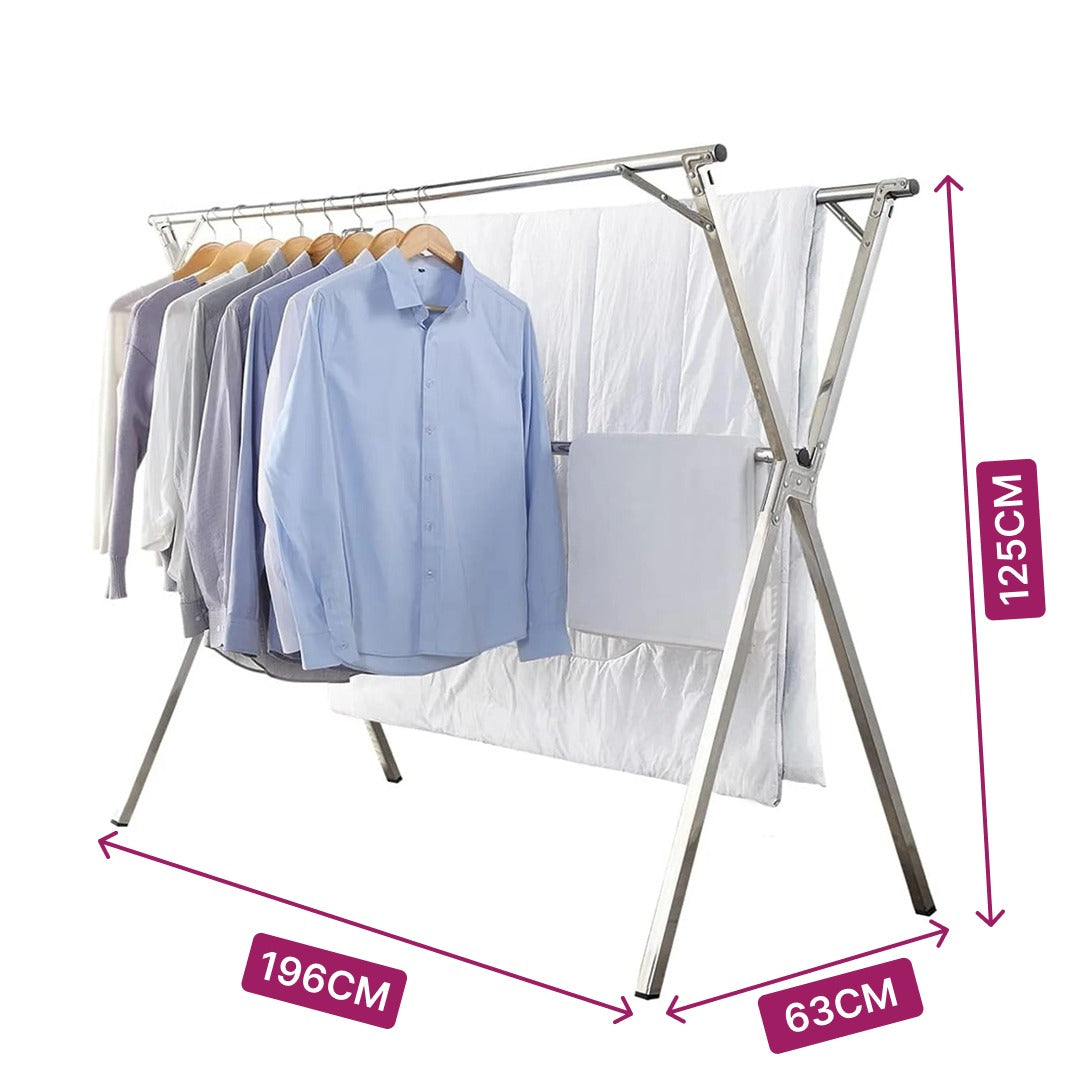 3 Poles Folding Clothes Drying Rack, Heavy Duty Stainless Steel Laundry Dryer