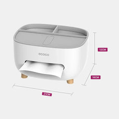 Ecoco Desktop Tissue Box with Organizer Storage for Home, Office, Table