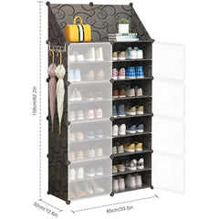 8 Doors Shoe Rack, DIY Shoe Cabinet with Top Storage Area