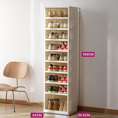 Multi-Layer Folding Premium Shoe Display Cabinet, Collapsible Telescopic Shoe Rack with Doors