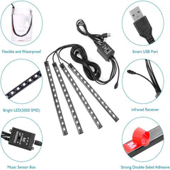 شريط إضاءة LED داخلي للسيارة (متعدد الألوان)، ضوء لمزامنة الصوت