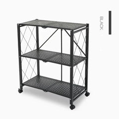 Multi Tier Heavy Duty Foldable Kitchen Storage Rack with Wheels