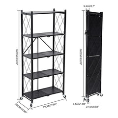 Multi Tier Heavy Duty Foldable Kitchen Storage Rack with Wheels