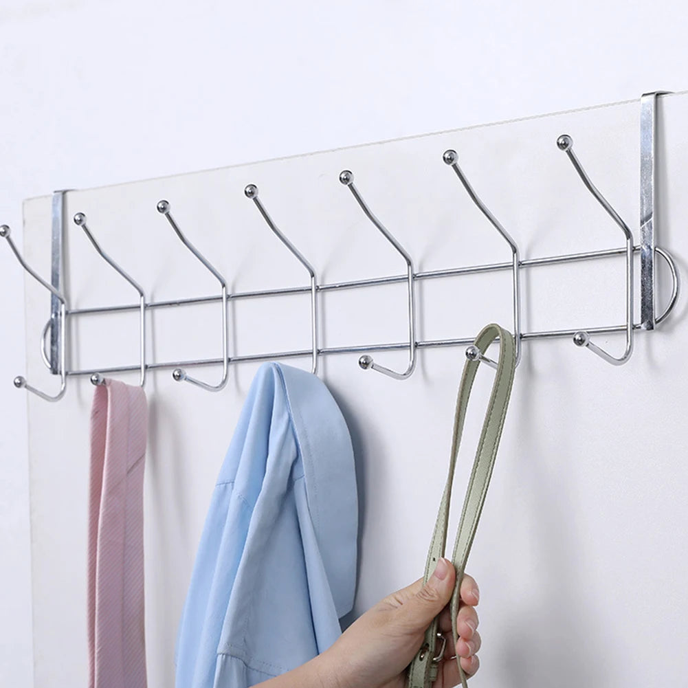 Multi Hooks Useful Stainless Steel Door Back Hanger