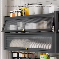 2 Tier / Double Layer Over the Sink Dish Drying Rack with Doors