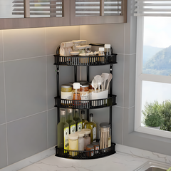 3 Layer Stainless Steel Countertop Corner Rack for Kitchen