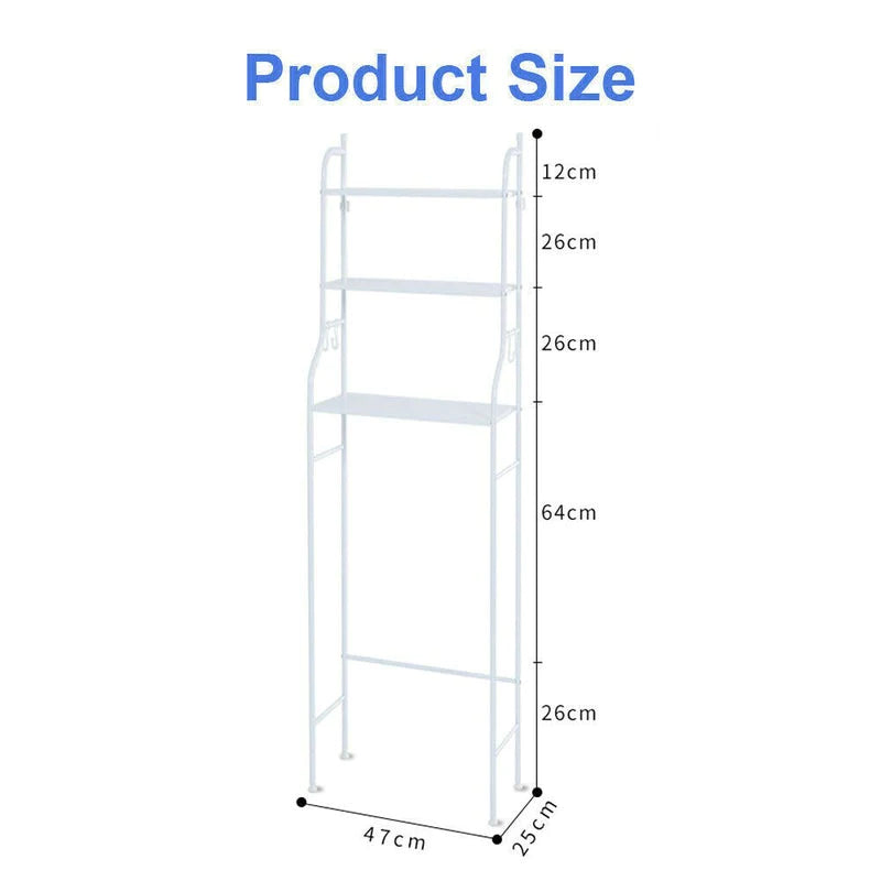 3 Layer Metal Toilet Storage Rack (White)