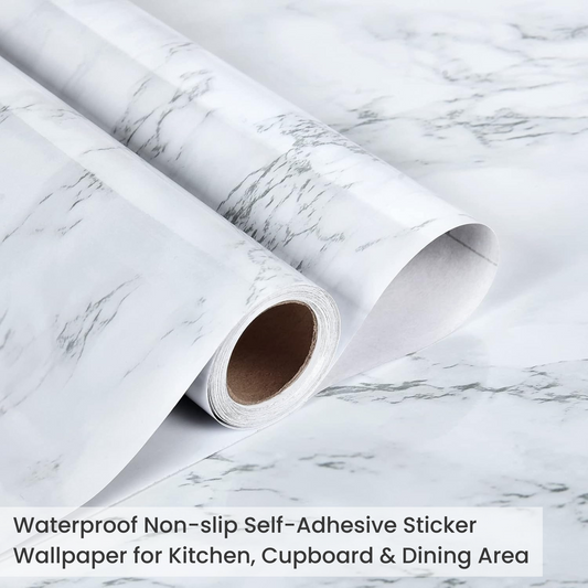 Waterproof Non-slip Self-Adhesive Marble Pattern Wallpaper Sticker for Kitchen, Cupboard & Dining Area