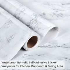 Waterproof Non-slip Self-Adhesive Marble Pattern Wallpaper Sticker for Kitchen, Cupboard & Dining Area