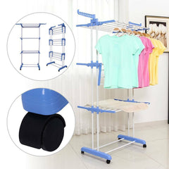3 Layer Foldable Clothes Drying Rack - Large Capacity Cloth Hanger