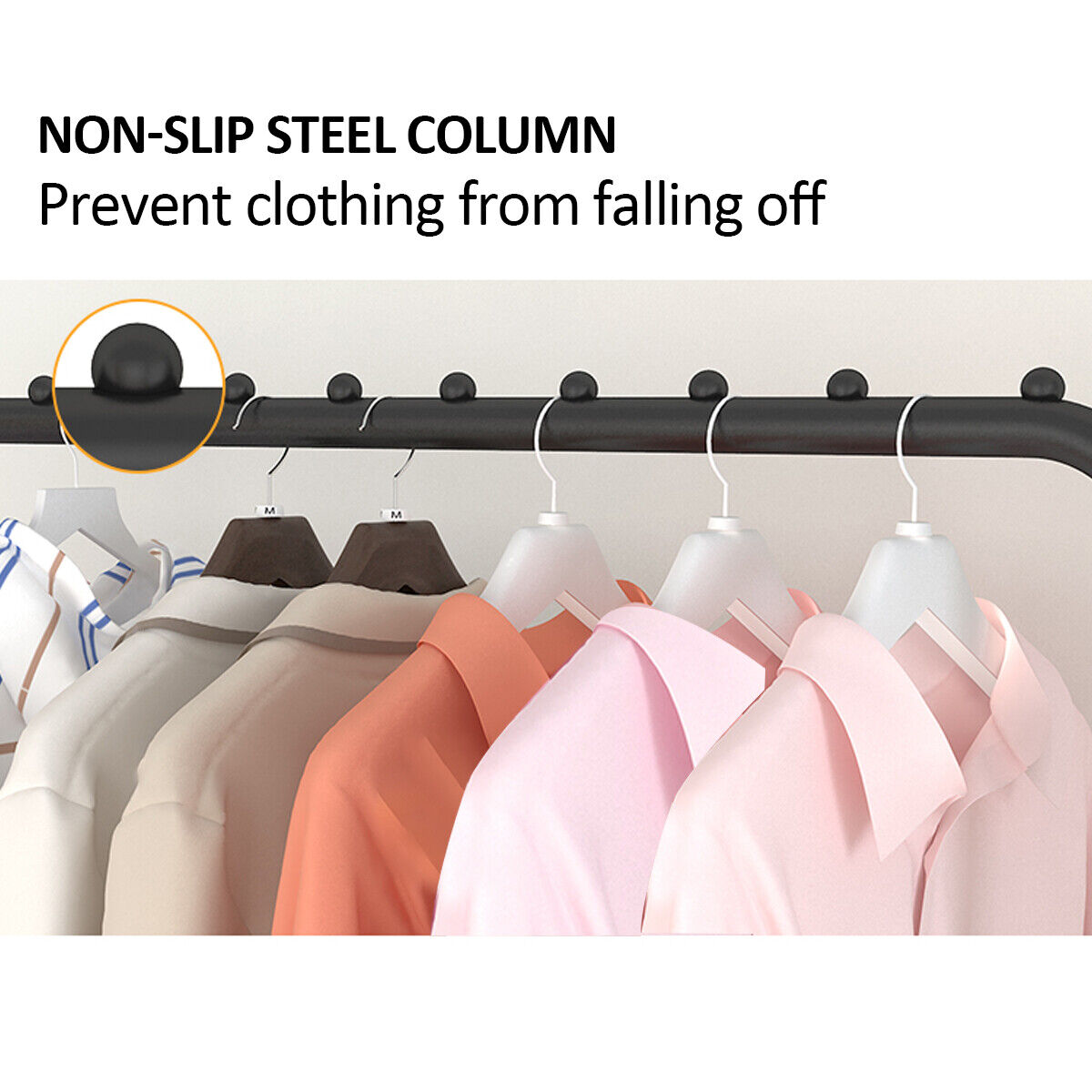 Single Pole Clothes Hanger Rack with Hooks, 35Kg Load Capacity Clothes Stand